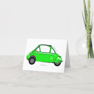 Heinkel Trogan Bubble car greeting card. Letterpress Thank You Card