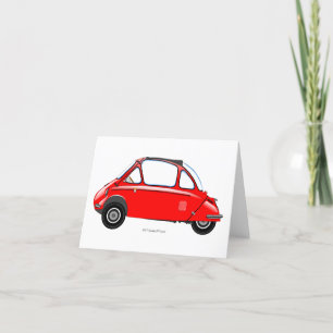 Heinkel Trogan Bubble car greeting card. Letterpress Thank You Card