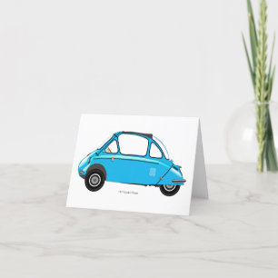 Heinkel Trogan Bubble car greeting card. Letterpress Thank You Card