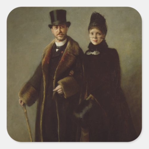 Heinrich Schliemann  and his Wife Square Sticker