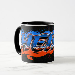 Heinz First Name Graffiti blue orange Tasse Mug