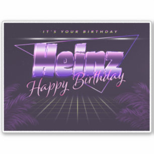 Heinz name first name purple retro sticker birthda