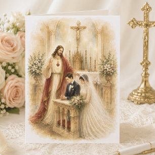 Heirloom Catholic Marriage Blessing Jesus Card