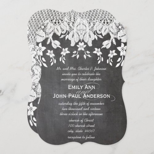 Heirloom Chalkboard and Lace Elegant Wedding Invitation