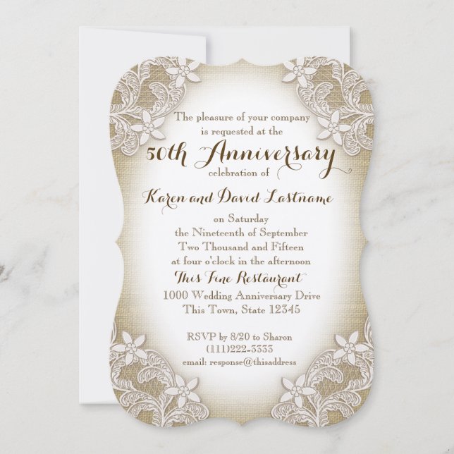 Heirloom Country 50th Wedding Anniversary Invitation (Front)