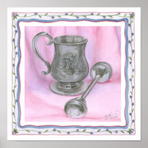 Heirloom Cup & Rattle on Purple Background Poster