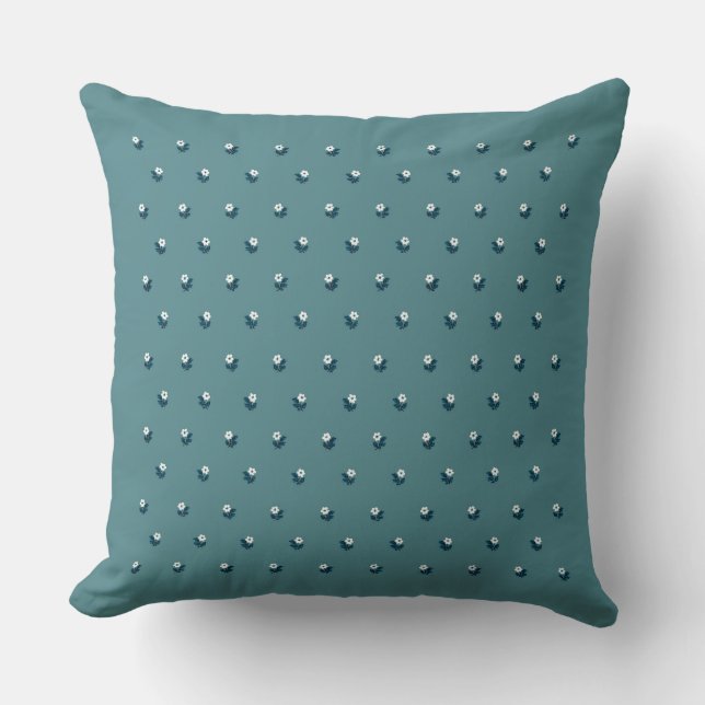 Heirloom Ditsy - Quiet Calico - Slate Teal Throw Pillow (Front)
