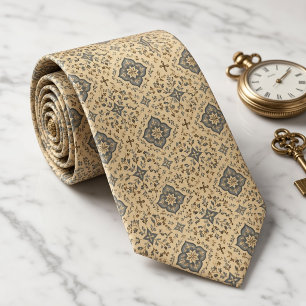 Heirloom Dusty Blue Tile Medallion Neck Tie