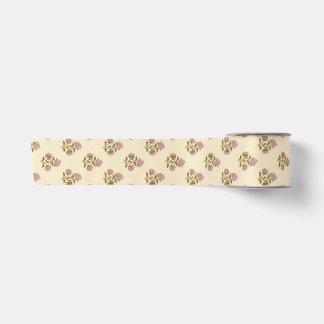 Heirloom Florals - Dusty Mauve Pink & Soft Yellow Satin Ribbon