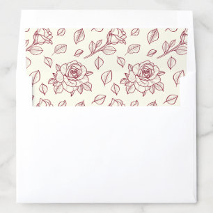 Heirloom Garden Botanical Floral Rose Burgundy Envelope Liner