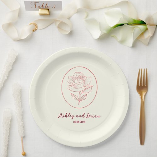 Heirloom Garden Classic Floral Rose Wedding Paper Plates