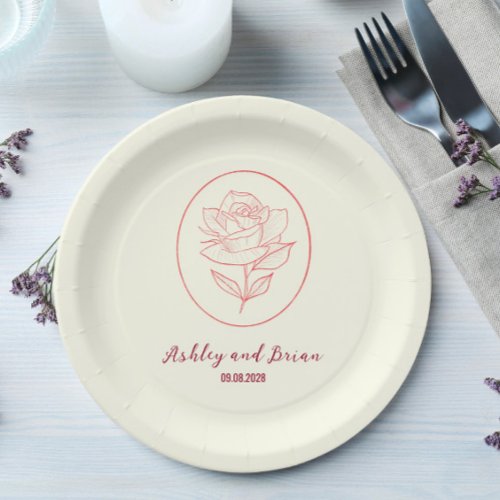 Heirloom Garden Classic Floral Rose Wedding Paper Plates
