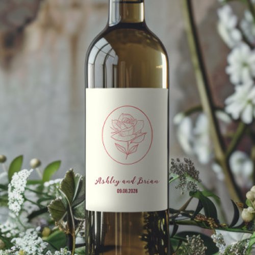 Heirloom Garden Classic Floral Rose Wedding Wine Label