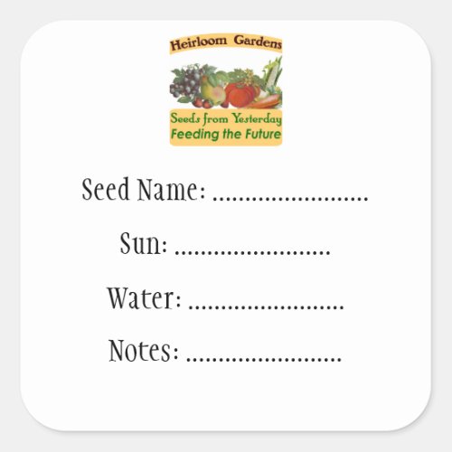 Heirloom Gardens Custom Seed Packet Labels