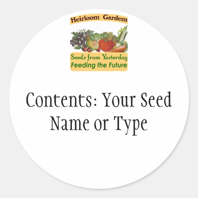 Heirloom Gardens Custom Seed Packet Labels (Front)