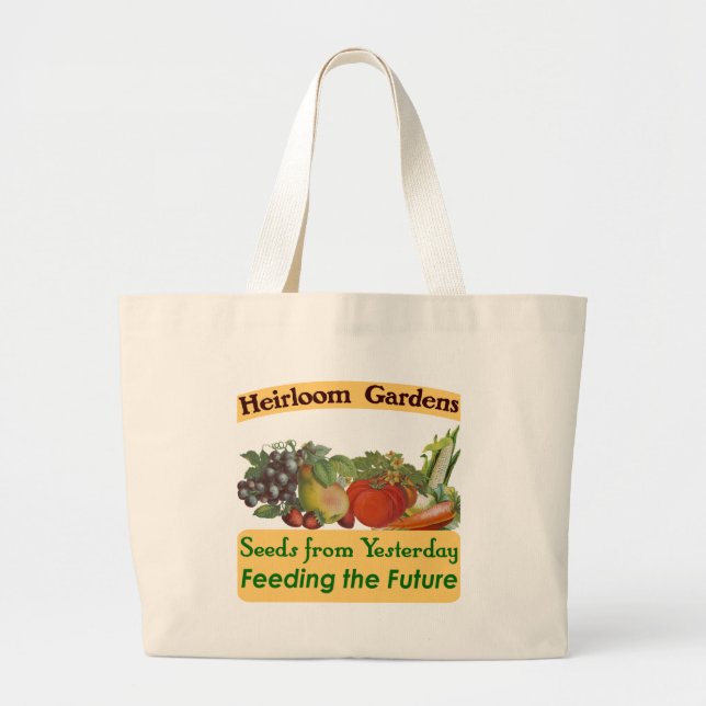 Heirloom Gardens Green Saying Large Tote Bag (Front)