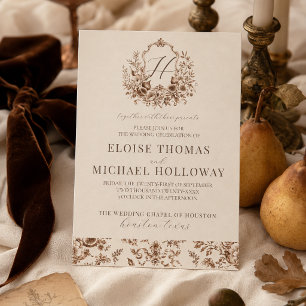 Heirloom Harvest Crest Fall Wedding Invitation