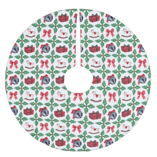 Heirloom Holly Patchwork Christmas Holiday Brushed Polyester Tree Skirt
