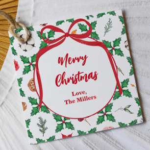 Heirloom Holly Personalized Merry Christmas Gift Favor Tags