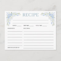 Heirloom Hydrangea Bridal Shower Recipe Cards