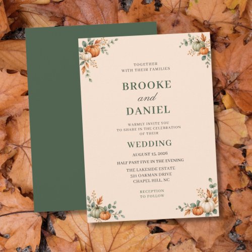 Heirloom Pumpkin Eucalyptus Wedding Invitation