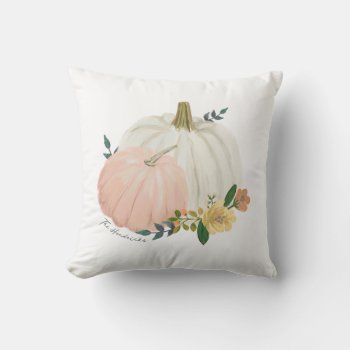 Heirloom Pumpkin With Family Name Throw Pillow by origamiprints at Zazzle