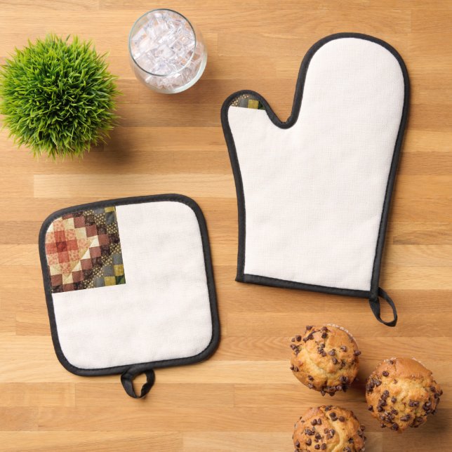 Heirloom Quilt Pattern Oven Mitt & Pot Holder Set (Top Down)