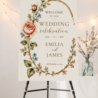 Heirloom Rose Garden Elegant Wedding Welcome Sign