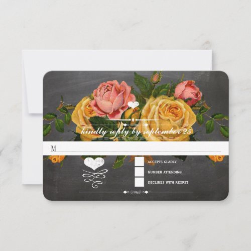 Heirloom Roses Chalkboard Typography RSVP