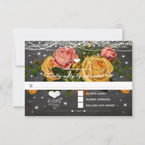 Heirloom Roses Chalkboard Typography RSVP