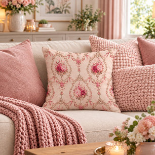 Heirloom Shabby Chic Pastel Pink Bloom Pillow Art