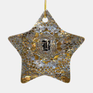 Heirloom Star Elegant Monogram Ceramic Ornament