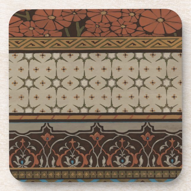 Heirloom Textile with Decorative Patterns Beverage Coaster (Front)