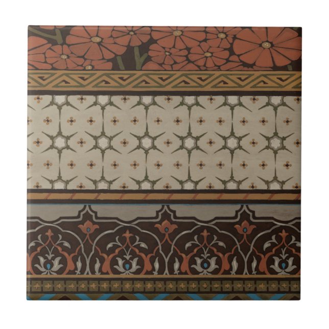 Heirloom Textile with Decorative Patterns Ceramic Tile (Front)