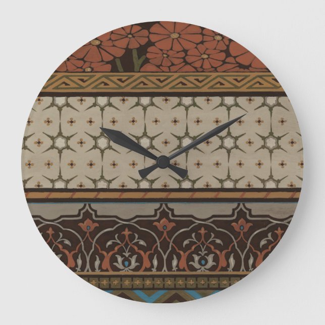 Heirloom Textile with Decorative Patterns Large Clock (Front)