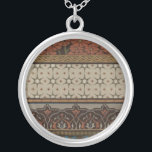 Heirloom Textile with Decorative Patterns Silver Plated Necklace<br><div class="desc">Print of a decorative heirloom textile by June Erica Vess. Features floral patterns on a tan background. If you like earth tones and flowers this is the purchase for you!</div>