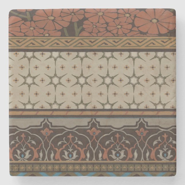 Heirloom Textile with Decorative Patterns Stone Coaster (Front)