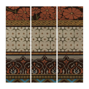 Heirloom Textile with Decorative Patterns Triptych