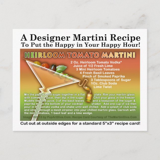Heirloom Tomato Martini Recipe Postcard (Front)