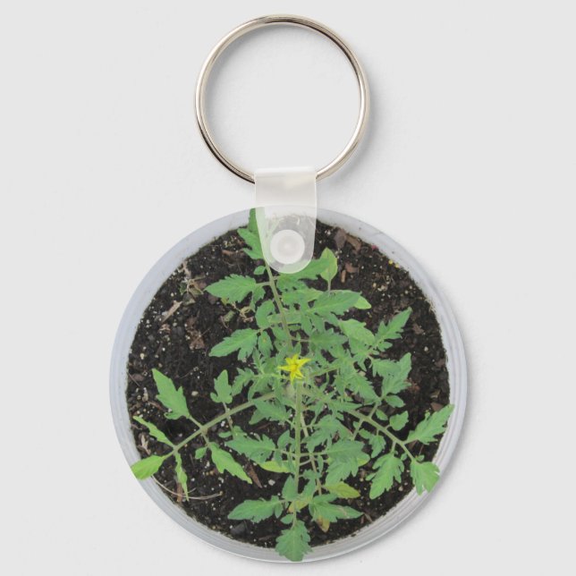 Heirloom Tomato Plant Peace Sign Keychain (Front)