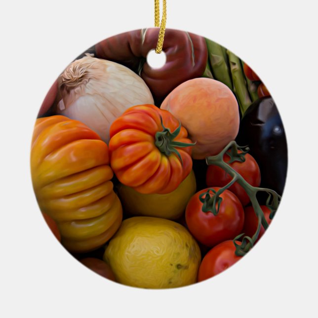 Heirloom Tomatoes Ceramic Ornament (Front)