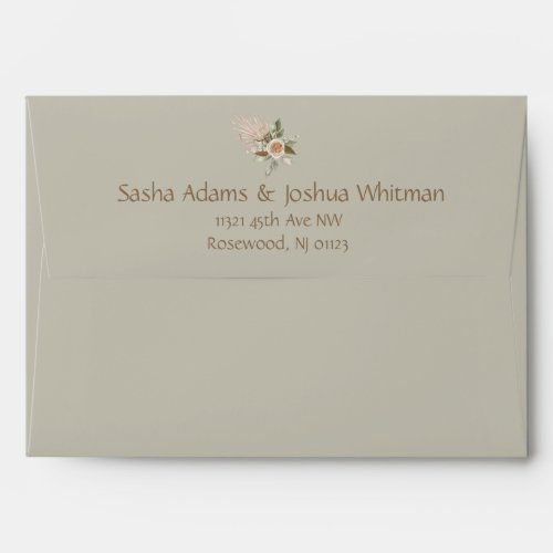 Heirloom Vintage Ivory Rose Watercolor Wedding Envelope