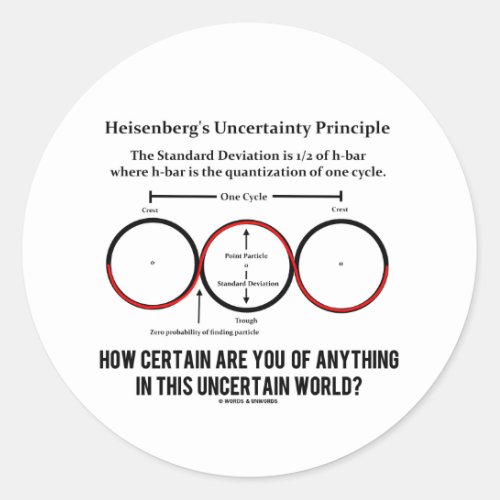 Heisenbergs Uncertainty Principle Physics Humor Classic Round Sticker