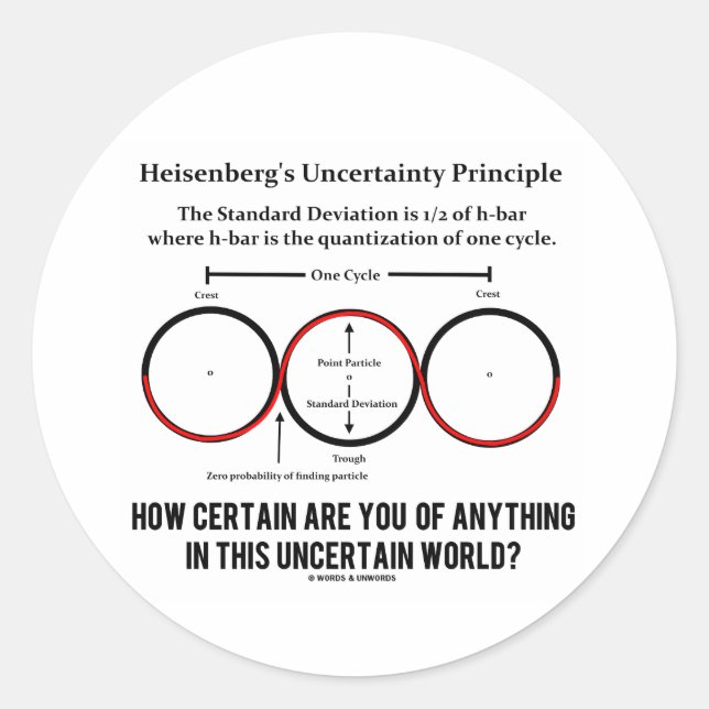 Heisenberg's Uncertainty Principle Physics Humor Classic Round Sticker (Front)