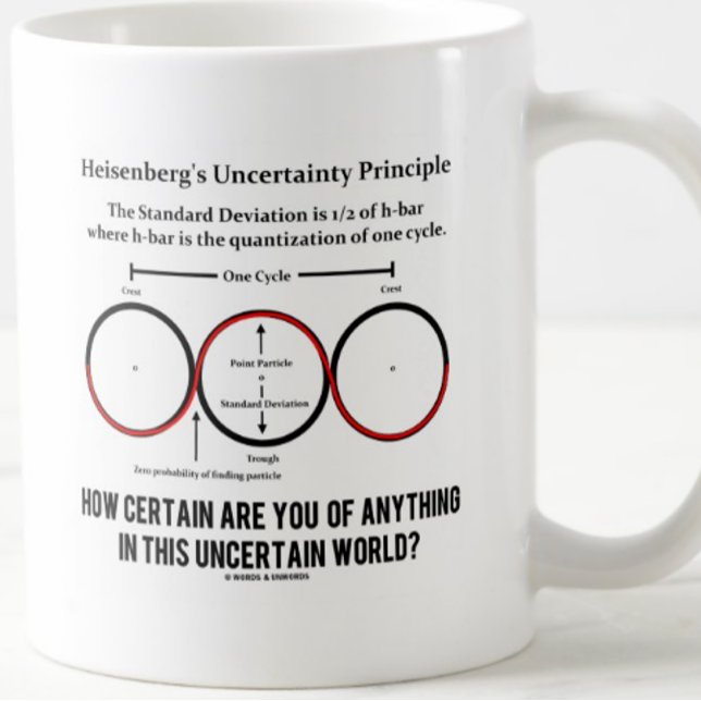 Heisenberg's Uncertainty Principle Physics Humor Coffee Mug (Heisenberg's Uncertainty Principle physics mug for anyone who understands the nature of uncertainty)