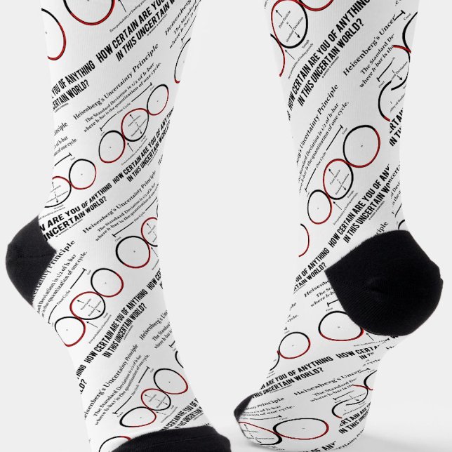 Heisenberg's Uncertainty Principle Physics Humor Socks (Let your wry particle physics/quantum mechanics side shine with this pair of crew socks.)