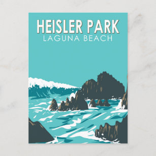 Heisler Park California Travel Art Vintage Postcard