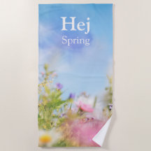 Hej Spring, natural wildflowers under a blue sky