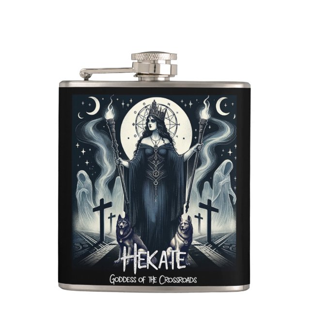 Hekate Goddess of the Crossroads Ghostly Spirits Flask (Front)