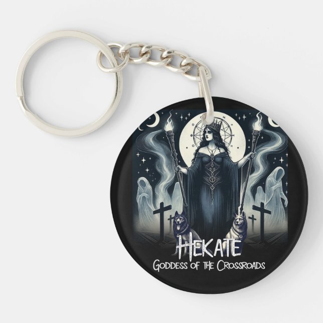Hekate Goddess of the Crossroads Ghostly Spirits Keychain (Front)
